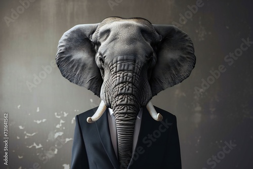 Businessman with an elephant head.