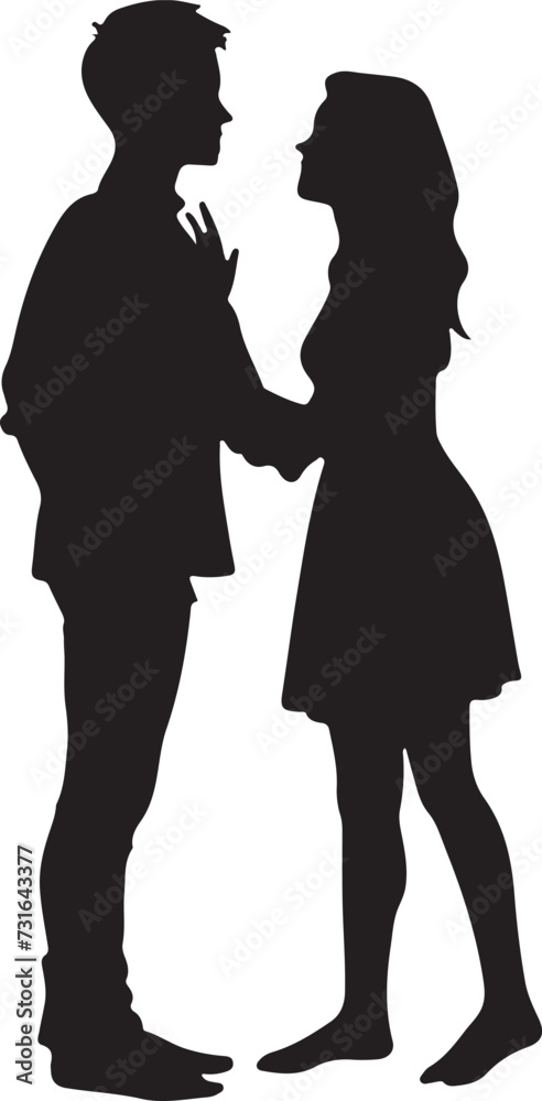 A silhouette of Romantic Couple Standing on Romance vector Illustration A silhouette of Romantic Couple Standing on Romance vector Illustration