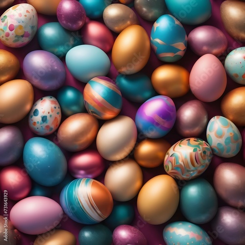 Abstract easter eggs composition with cosmic space