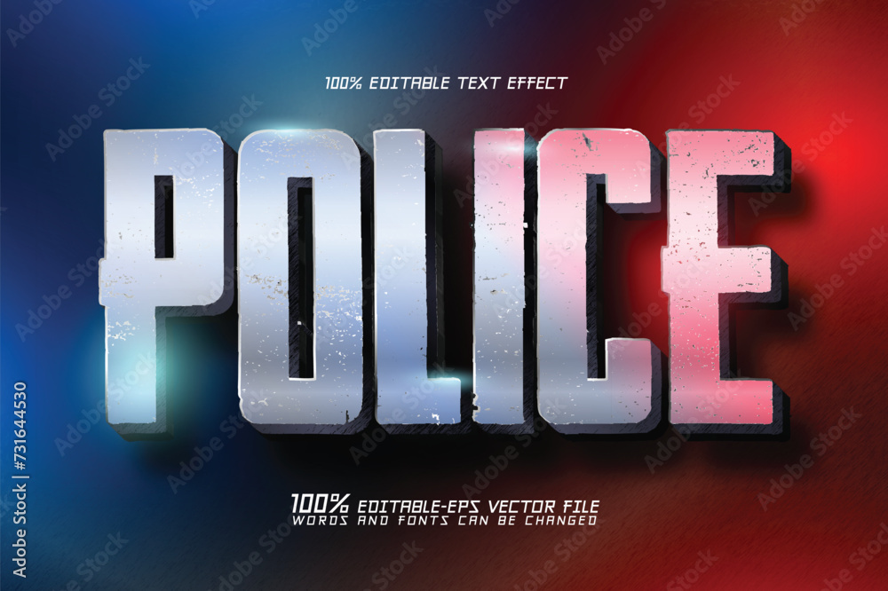 police 3d text effect
