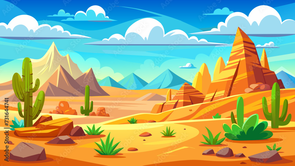 Cartoon desert landscape vector