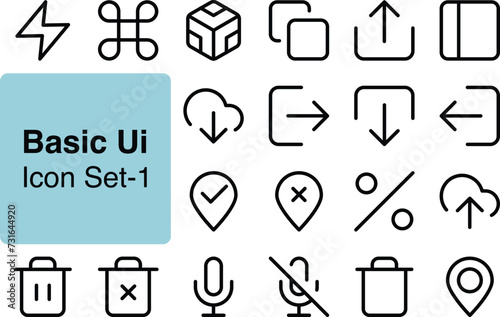Discover simplicity and functionality with Basic UI Icon Set-1. Streamline your designs with essential icons for intuitive user interfaces.