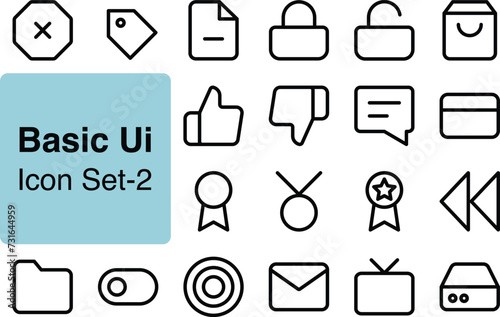 Discover simplicity and functionality with Basic UI Icon Set-2. Streamline your designs with essential icons for intuitive user interfaces.