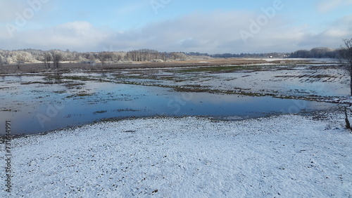 Zimowy krajobraz z wieży widokowej w Puszczy Białowieskiej