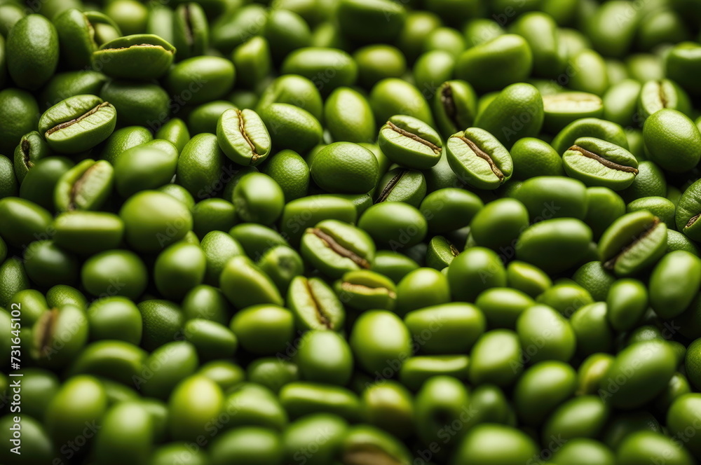 Fresh Green Coffee Beans Close-Up Fresh Green Coffee Beans Close-Up