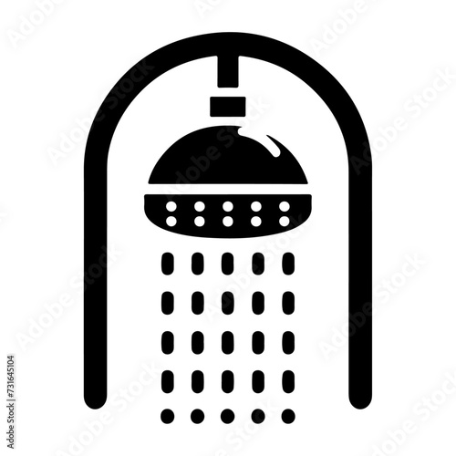 minimal Shower head icon, symbol, clipart, black color silhouette