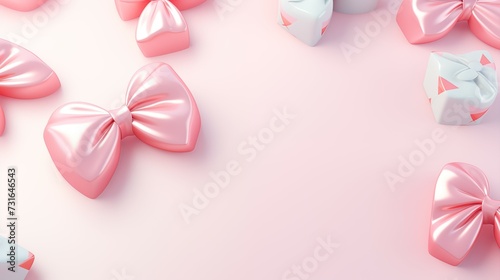 Adorable pink ribbon on pink background.