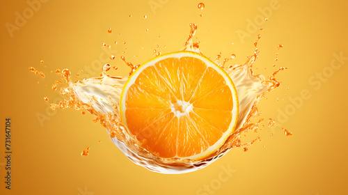 orange and water splash,, orange juice splash