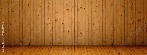 Wallpaper Mural Conceptual vintage or grungy brown background of natural wood or wooden old texture floor and wall as a retro pattern layout. A 3d illustration metaphor to time, material, emptiness,  age or rust Torontodigital.ca