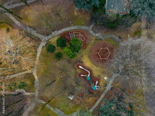 Fototapeta Naklejka Na Ścianę i Meble -  Cityscape aerial photography. Italian city San Donato Milanese, Milan, Italy