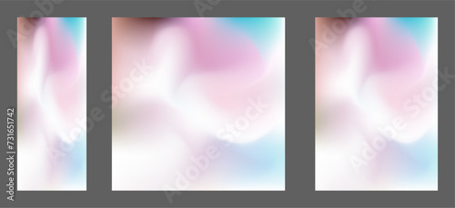 A set of templates with a colorful background. Colorful gradient with blur. The effect of liquid art and smooth flow of color.