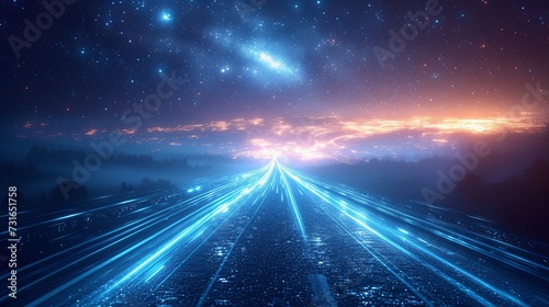 Glowing Highway at Night: A Stargazer's Dream Generative AI