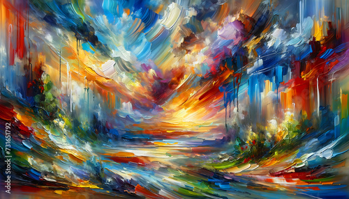 Abstract Oil Colorful fractal painting mesmerizing backdrop, embodying an abstract design of motion