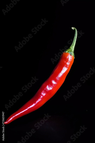 Vibrant Red Chili Pepper Isolated on Black: The Spice of Life's Simplicity