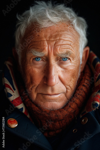 close up of an elegant 70 year old english man photo