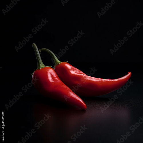 Two Red Chili Peppers on a Dark Background: The Spice of Minimalism