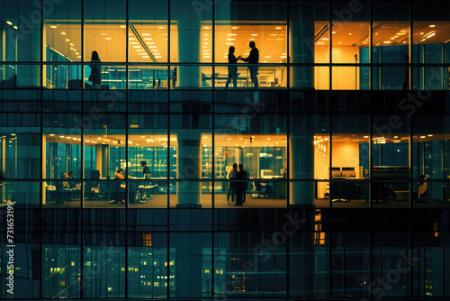 Wallpaper Mural Silhouette of business people standing in office building with sunlight Torontodigital.ca