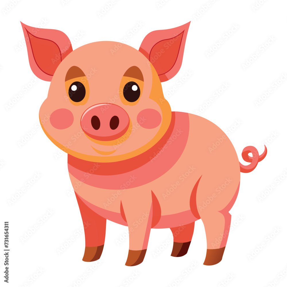pig cartoon illustration on white pig cartoon illustration on white