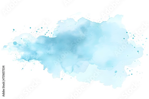 Abstract Watercolor Background Image With a Liquid Splatter of Aquarelle Paint, Isolated on White. Light Blue Tones.