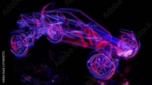 Rendering 3D animation, VISUAL EFFECTS Buggy model on a black background