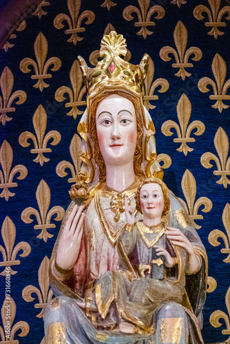 Gothic polychrome wooden virgin, 14th century, Monastery of Santa María de San Salvador de Cañas, Cañas, La Rioja, Spain