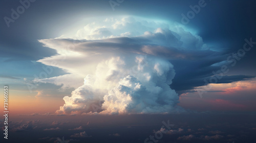  clouds in deep white and bled color abstract background 