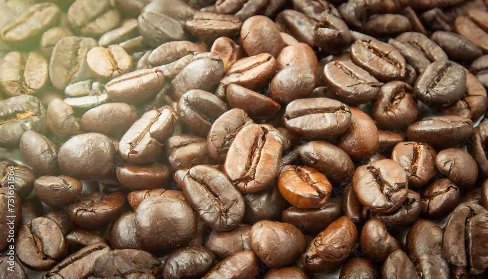 An image of a pile of coffee beans. Coffee bean material. An image of a pile of coffee beans. Coffee bean material.
