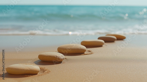 Zen meditation stone background, Zen Stones on the beach, concept of harmony