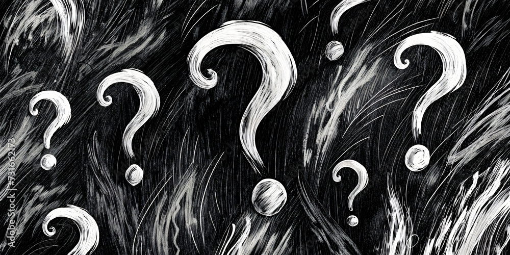 Black and White Swirling Question marks Pattern 