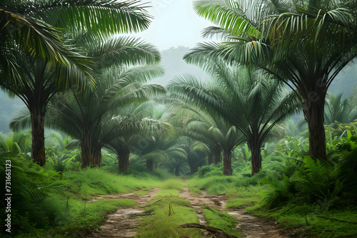 Palm trees in the rainforest