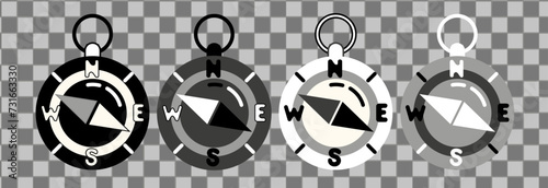 Compass simple icon set isolated transparent background.  Outline symbol for website design, mobile application. Compass pictogram. Vector illustration. 