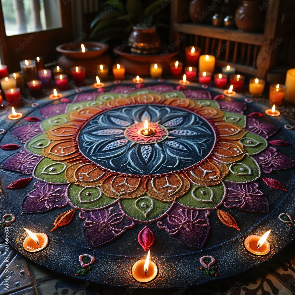 Candlelit Flower Meditation Circle Generative AI Candlelit Flower Meditation Circle Generative AI