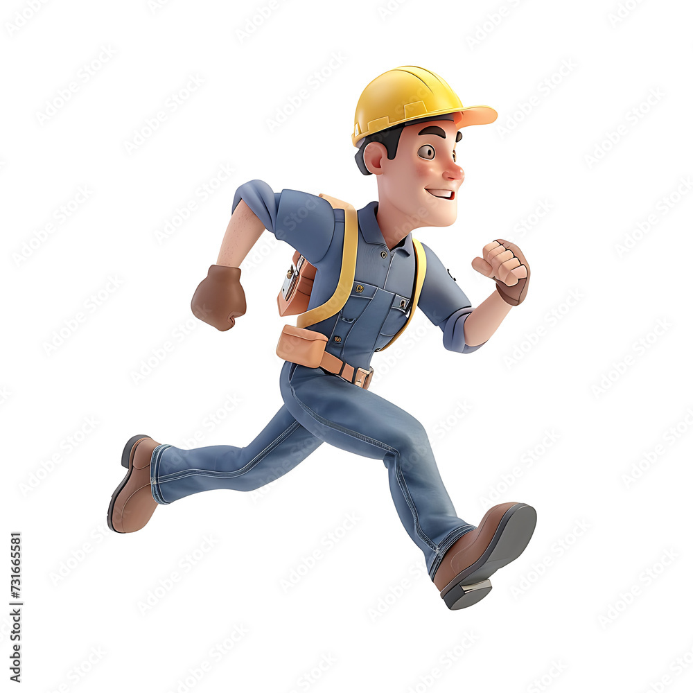 Character of a supervisory engineer running on a transparent background PNG