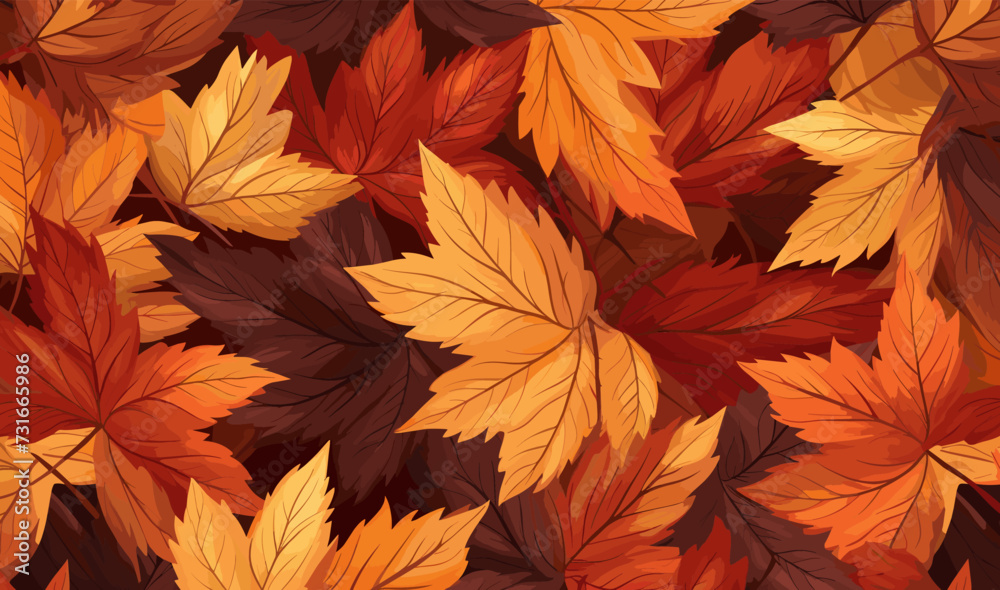Autumn leaves seamless pattern, lively nature scene vector wallpaper Autumn leaves seamless pattern, lively nature scene vector wallpaper