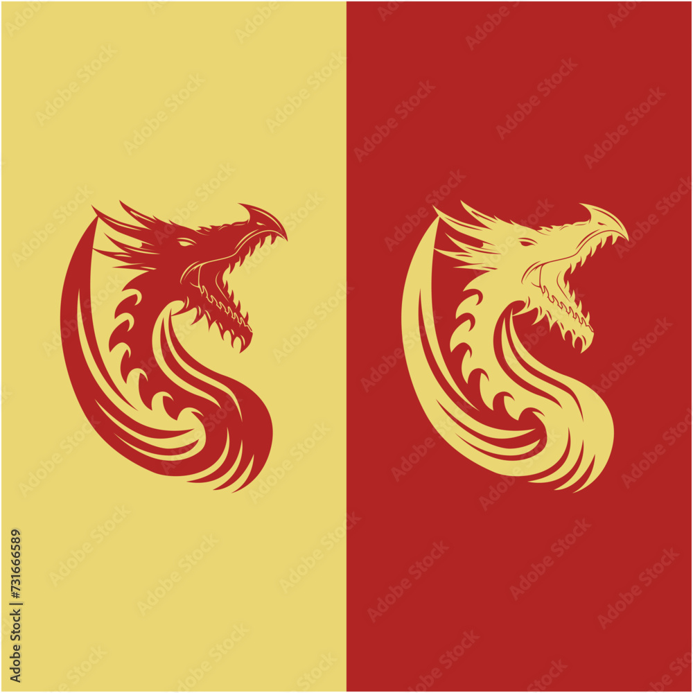 dragon fire logo vector icon illustration design.