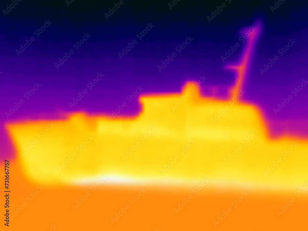 Naval boat. The image is similar to the thermal one