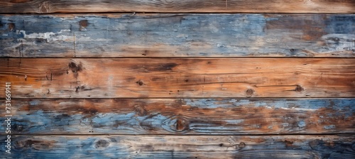Old wood texture background. Floor surface with old painted blue paint.