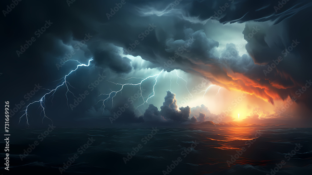 Lightning on the sky, gloomy ominous thunder and lightning background Lightning on the sky, gloomy ominous thunder and lightning background