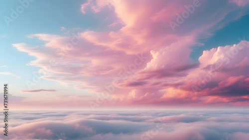 Sunset Sky with Dramatic Cloudscape in Shades of Blue, Orange, and Red, Creating a Beautiful Evening Landscape