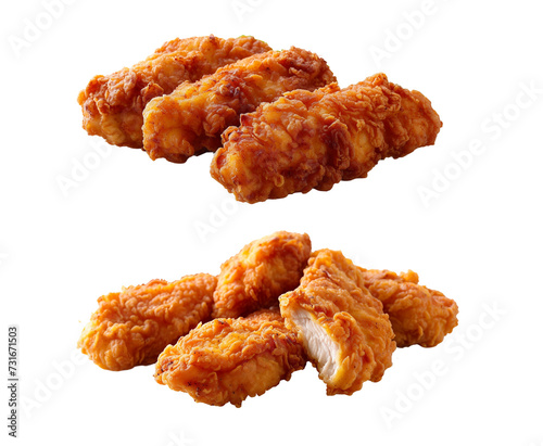 Crispy fried chicken strips on a transparent background