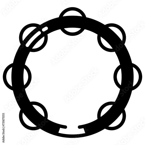 Tambourine glyph and line vector illustration