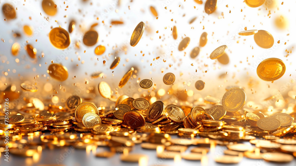 Golden coins rain falling coins Golden coins rain falling coins