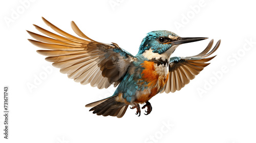 flying kingfisher on a transparent background © Thamidu