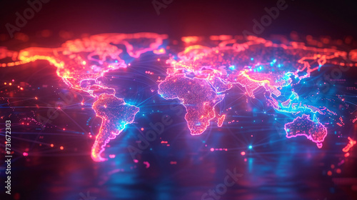 neon world map background
