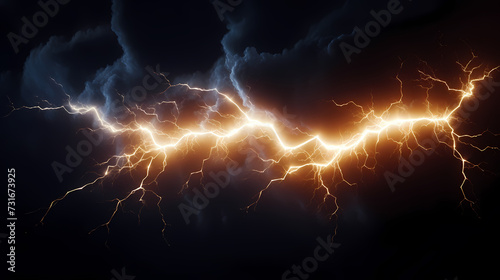 Lightning on the sky, gloomy ominous thunder and lightning background photo
