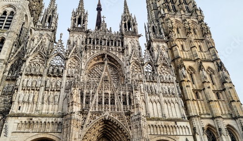 March 15, 2023. The cathedral of Rouen in France, front view