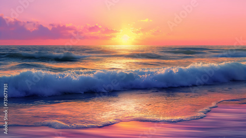 Enchanting Waves  Background of Warm Reflections in a Stunning Scene