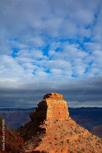 Vertical shot of the O'Neill Butte in the Grand Canyon in northern Arizona, US