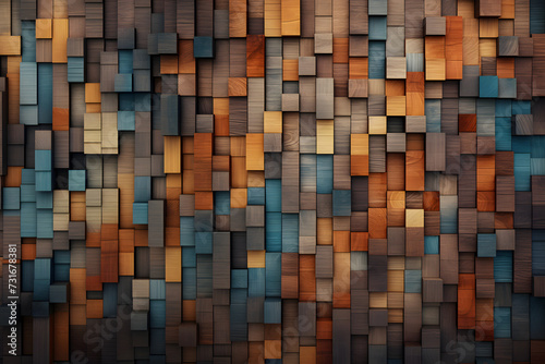 wooden abstract background, background from many boards in a chaotic order