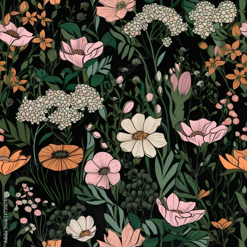 AI generated background with different flowers